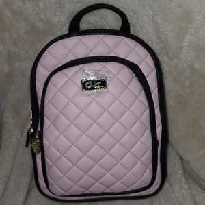 NWT pink quilted a black spotted midsize backpack